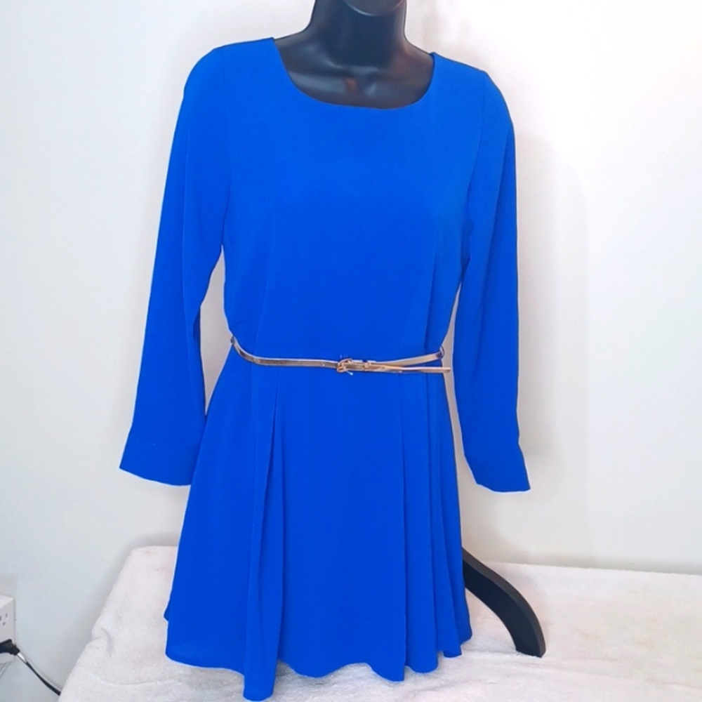 GB. Girls Blue Long Sleeve Dress With Attached Shorts